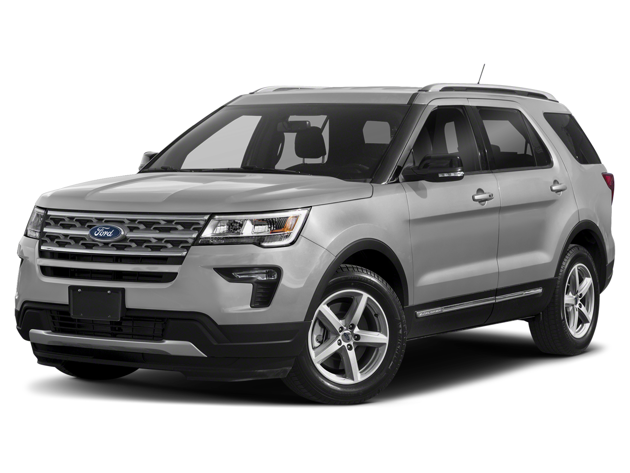 2019 Ford Explorer Limited in Ingot Silver — front three-quarter view