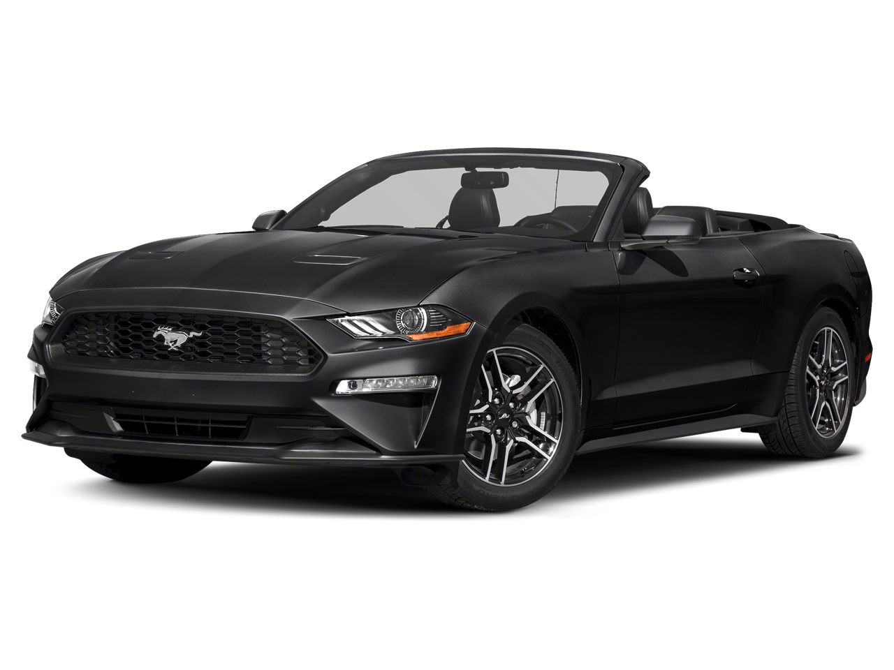 2021 Ford Mustang EcoBoost Premium Convertible in Shadow Black — front three-quarter view