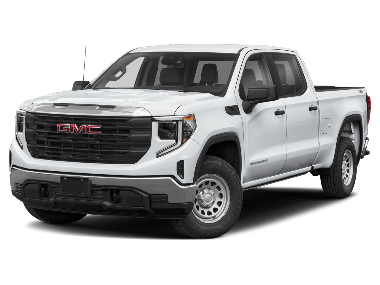 2023 GMC Sierra 1500 AT4 in Summit White — front three-quarter view