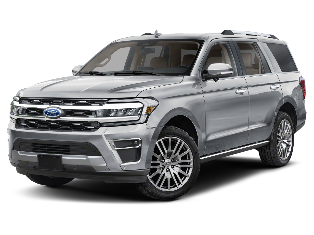 2024 Ford Expedition Limited in Iconic Silver Metallic — front three-quarter view
