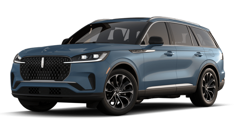 2026 Lincoln Aviator Reserve in Whisper Blue Metallic Clearcoat — front three-quarter view