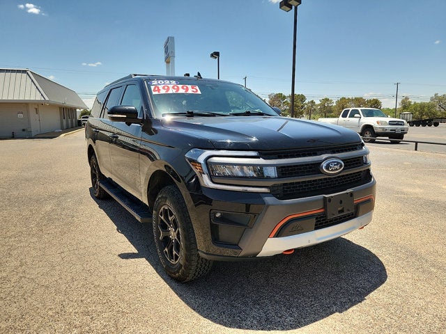 2022 Ford Expedition Timberline in Agate Black Metallic — front three-quarter view