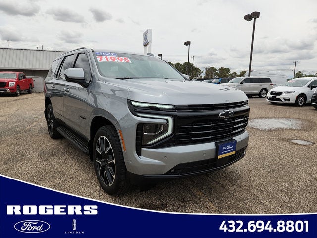 2025 Chevrolet Tahoe RST in Sterling Gray Metallic — front three-quarter view
