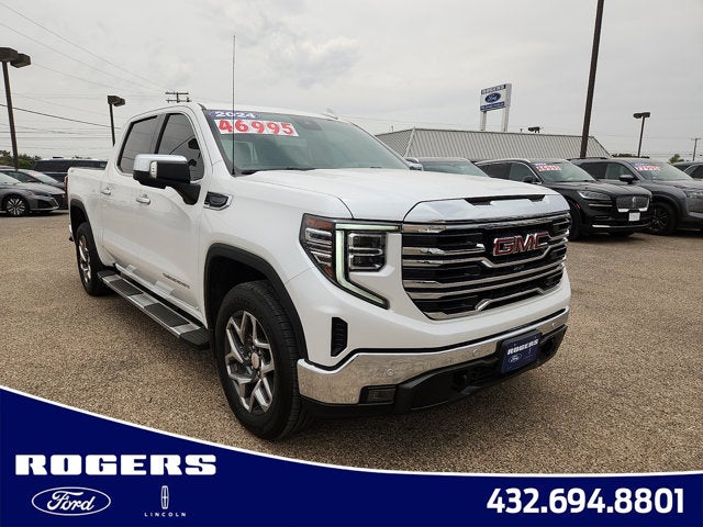 2024 GMC Sierra 1500 SLT in White Frost Tricoat — front three-quarter view